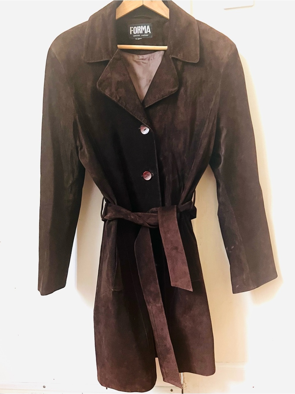FORMA Brown Suede Belted Trench Coat